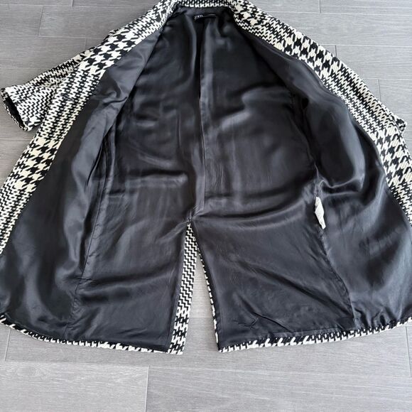 Zara Oversized Plaid Houndstooth Coat Longline 8083/114/070 M Blogger Favorite - Picture 13 of 16